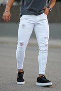 Men's Ripped Skinny Jeans – White
